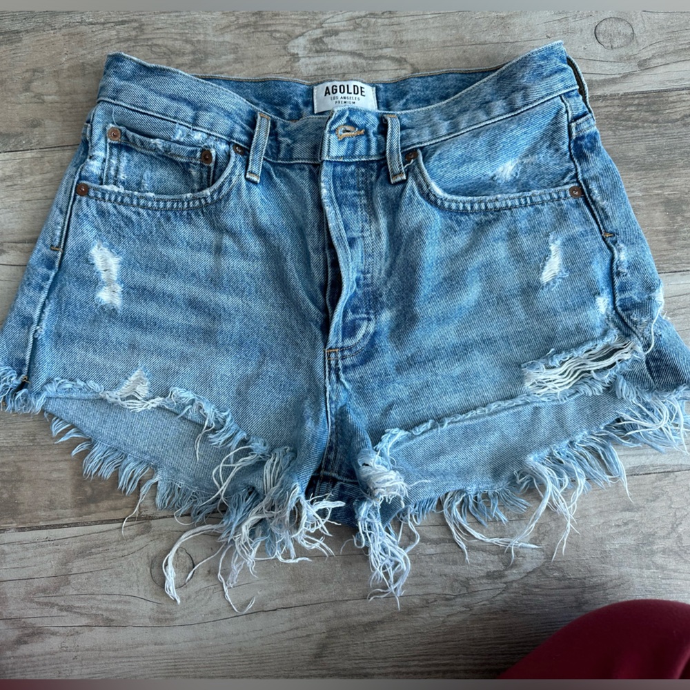 AGOLDE Parker distressed denim shorts